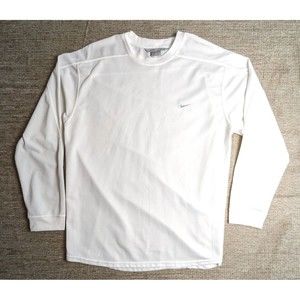 Nike Mens Shirt XXL 2XL Swoosh Logo Longsleeve Stretch White T Shirt (0242)